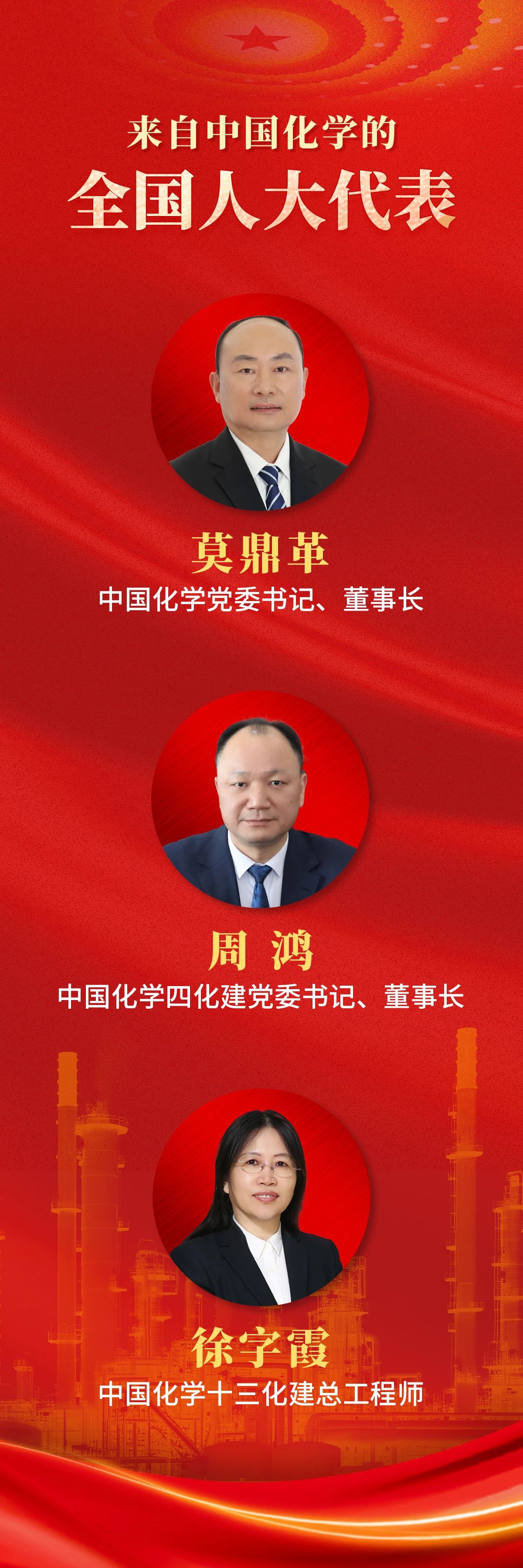 中国化学3名代表参加2025年全国两会