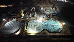 公司山西兰花气化项目备煤筒仓装置大体积混凝土浇筑高效完成