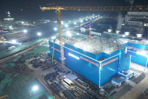 公司山西兰花气化项目加压气化装置主框架五层顺利浇筑